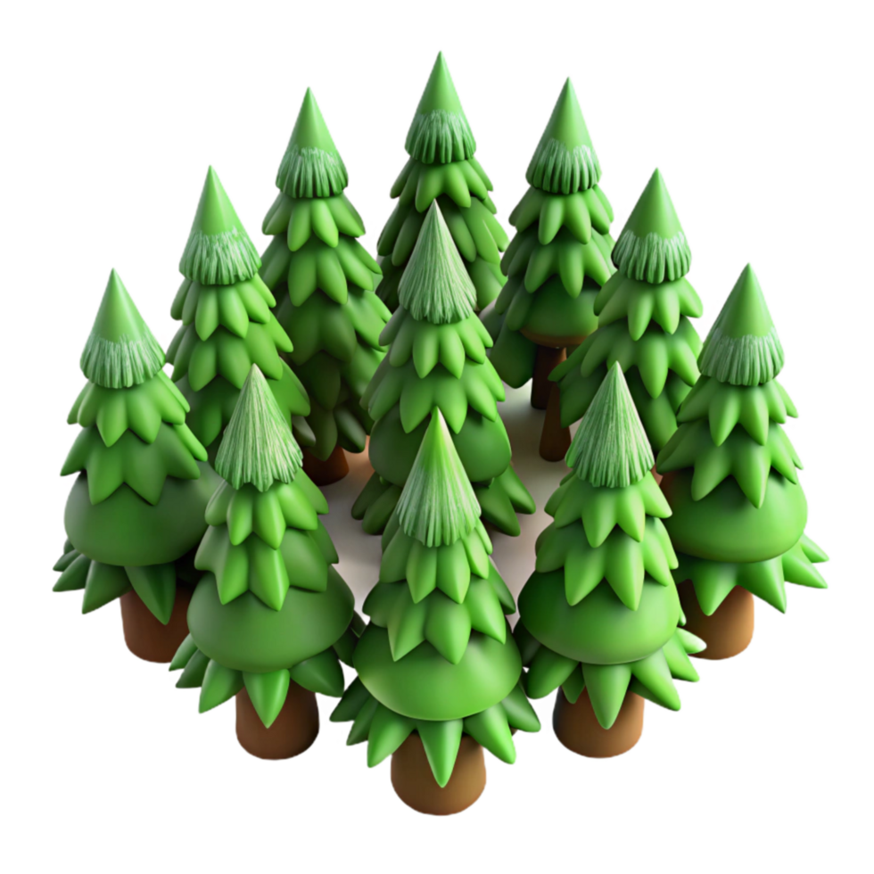 dramatic classic Pine Tree Forest Top View Isolated Element exclusive png
