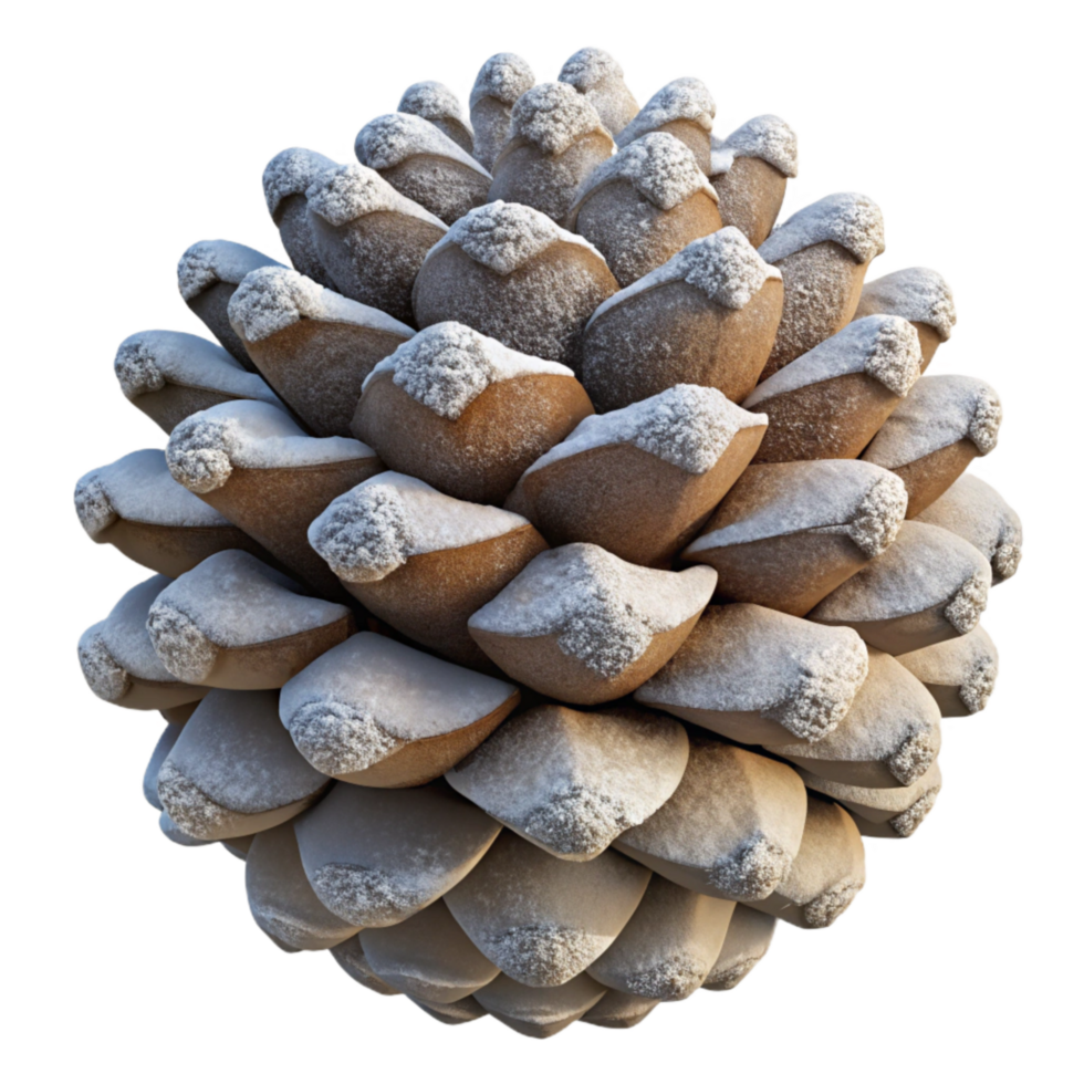 dramatic creative Pine Cone with Snow Dusting Transparent Background Cutout exclusive png