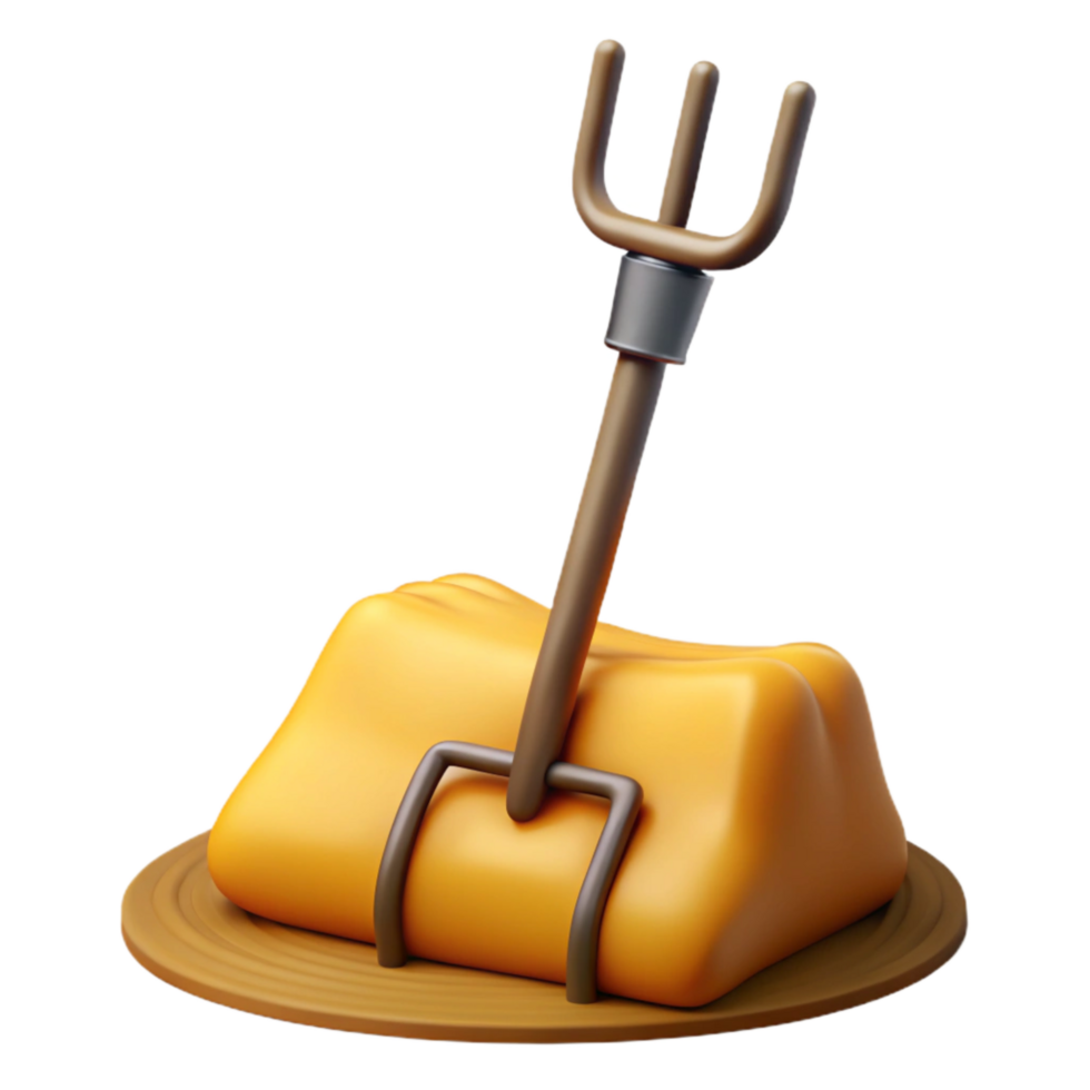 impressive rustic Pitchfork Leaning Against Hay Bale high quality png