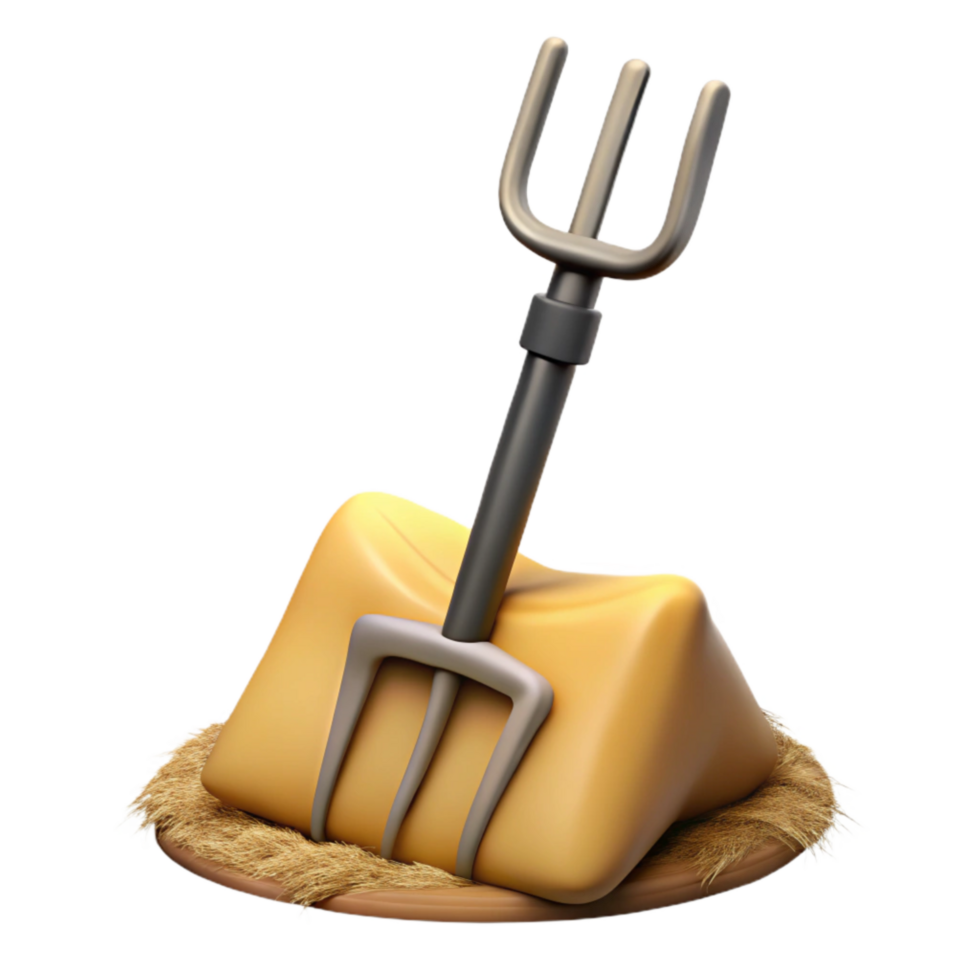 extraordinary vintage Pitchfork Leaning Against Hay Bale original png