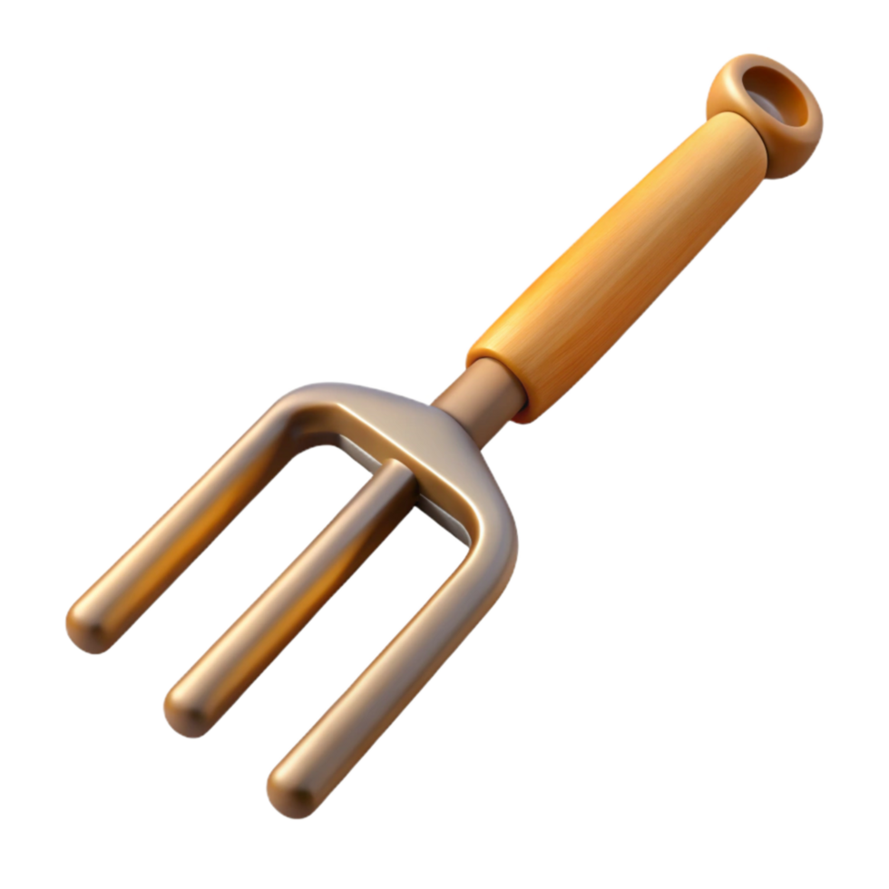 dramatic rustic Pitchfork Cutout with Wooden Handle Transparent Background detailed png