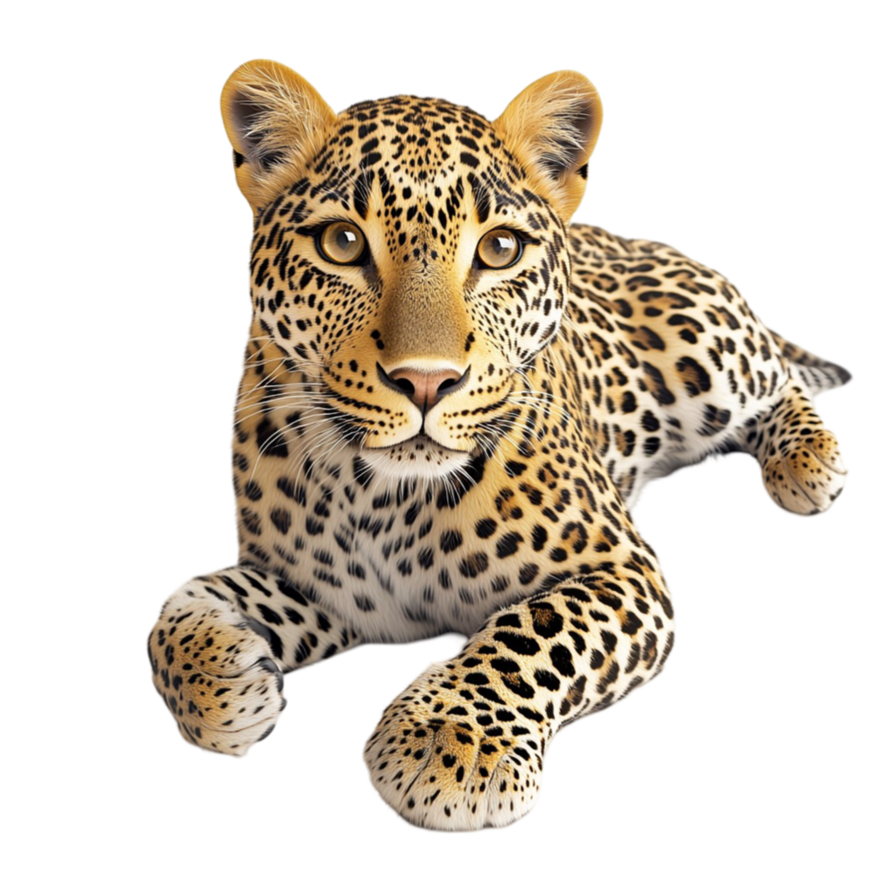 Majestic leopard lying down sharp focused eyes a spotted coat png