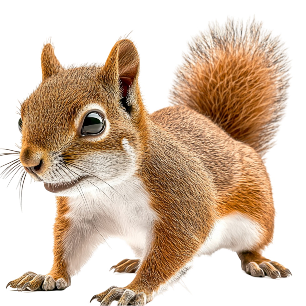 Playful squirrel sting on its hind legs a bushy tail eyes png