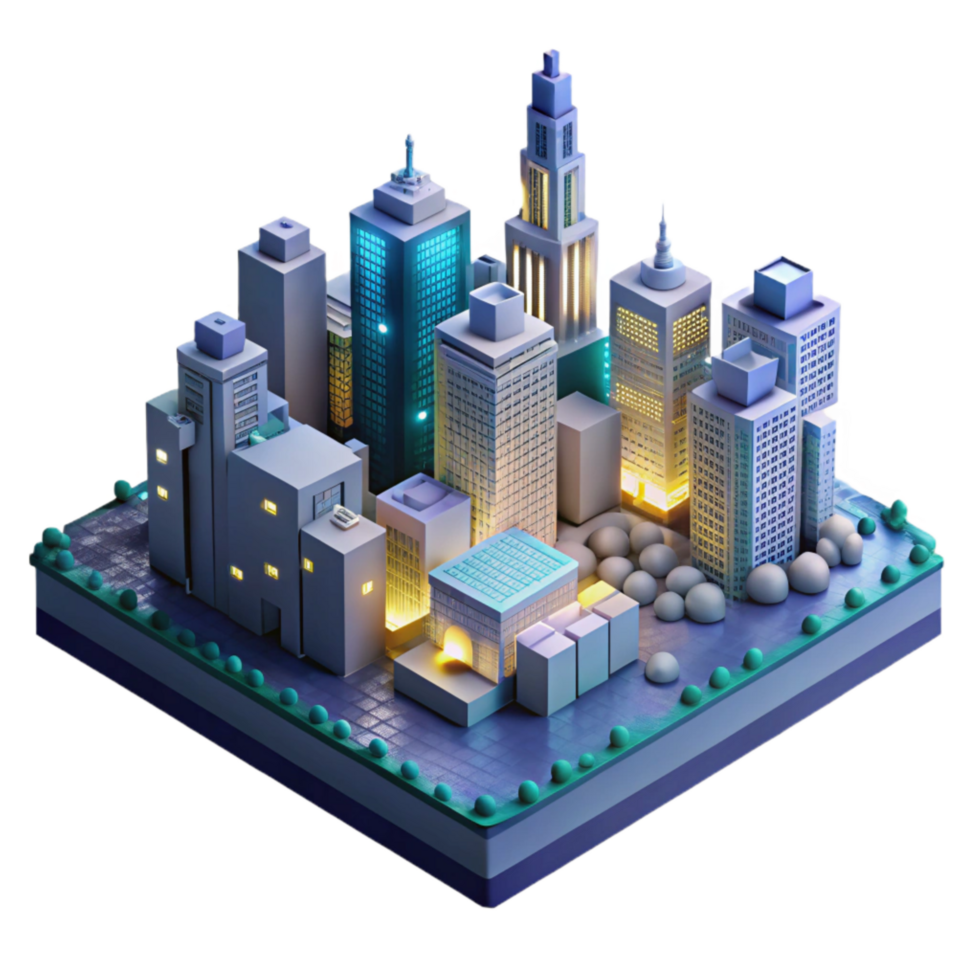 vibrant artistic Pixel Art Cityscape at Night Cutout authentic png