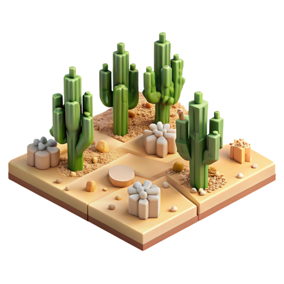 magnificent contemporary Pixel Art Desert Landscape with Cactus Transparent Background exclusive png