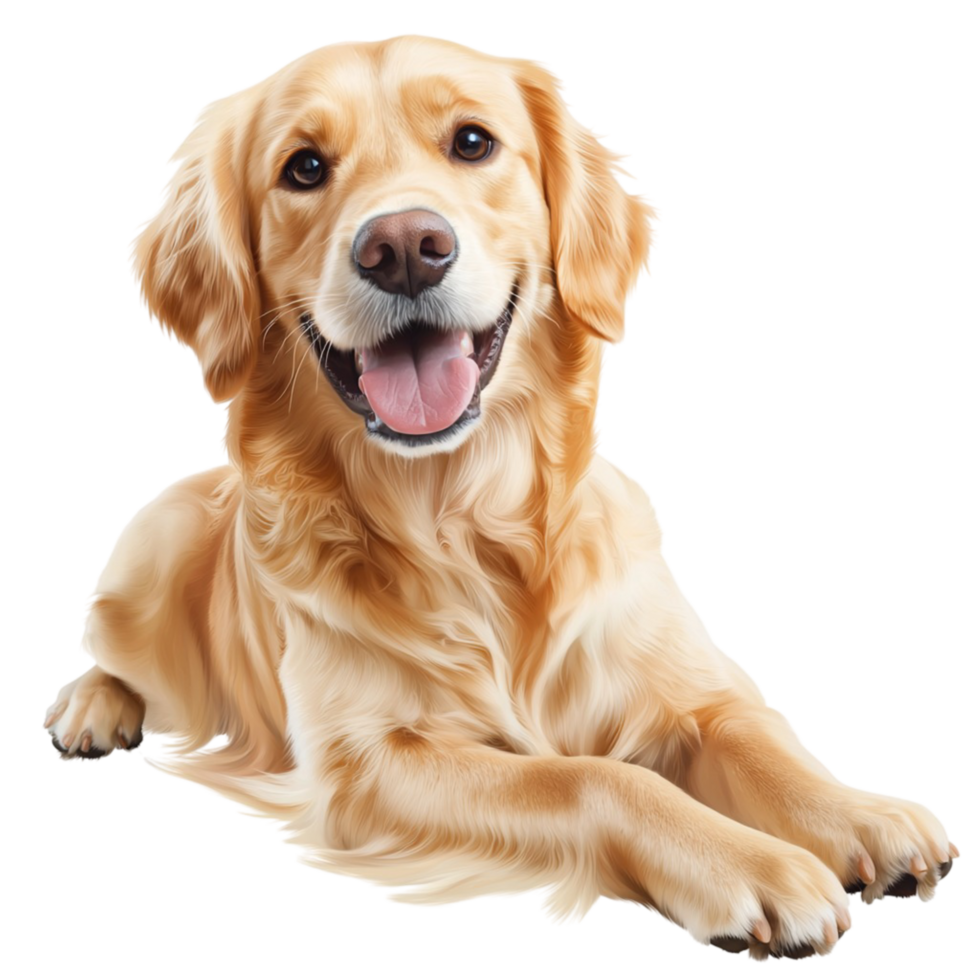 Adorable golden retriever lying down a friendly happy face png