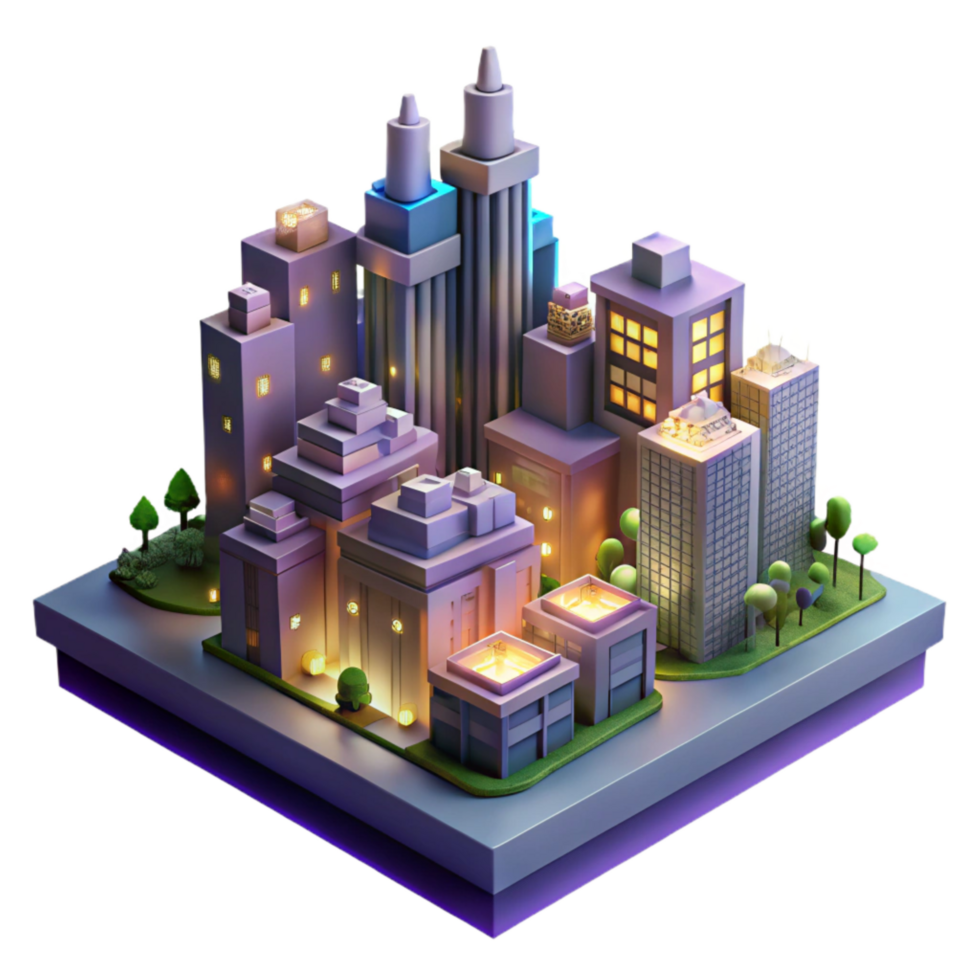 extraordinary creative Pixel Art Cityscape at Night Cutout original png