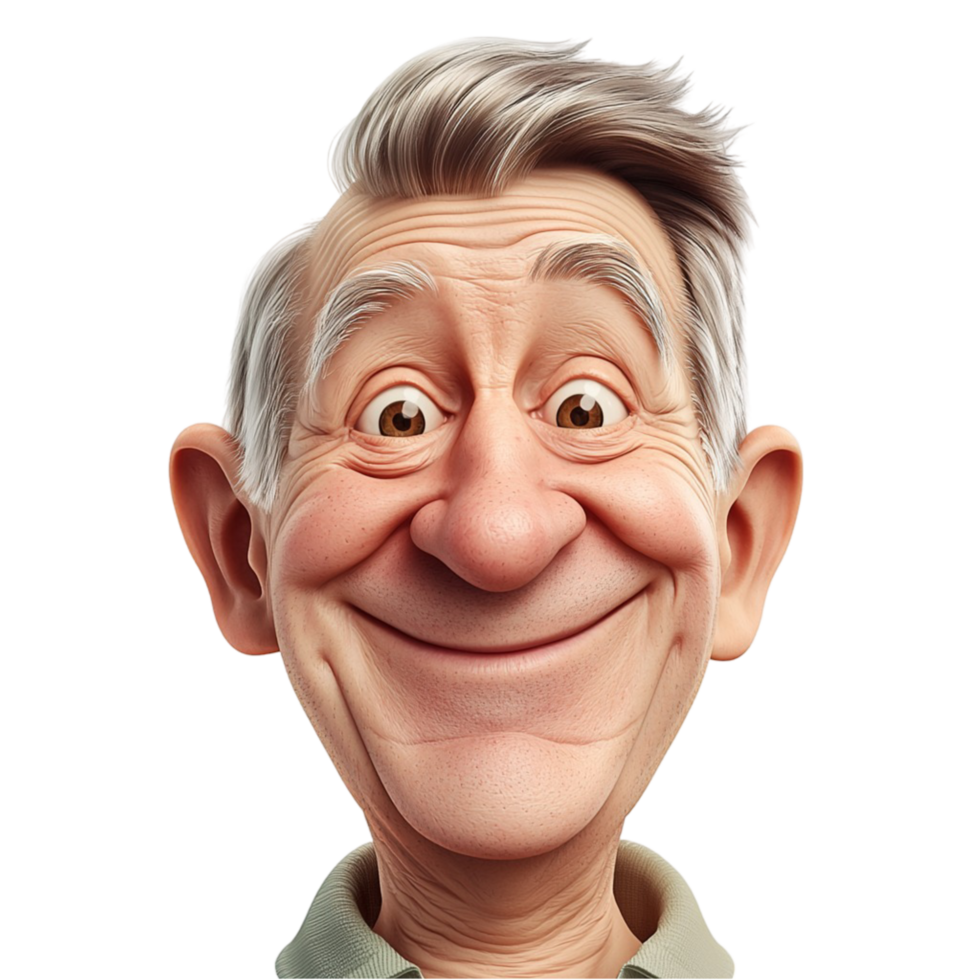 Cheerful old man a wide smile joyful expression png