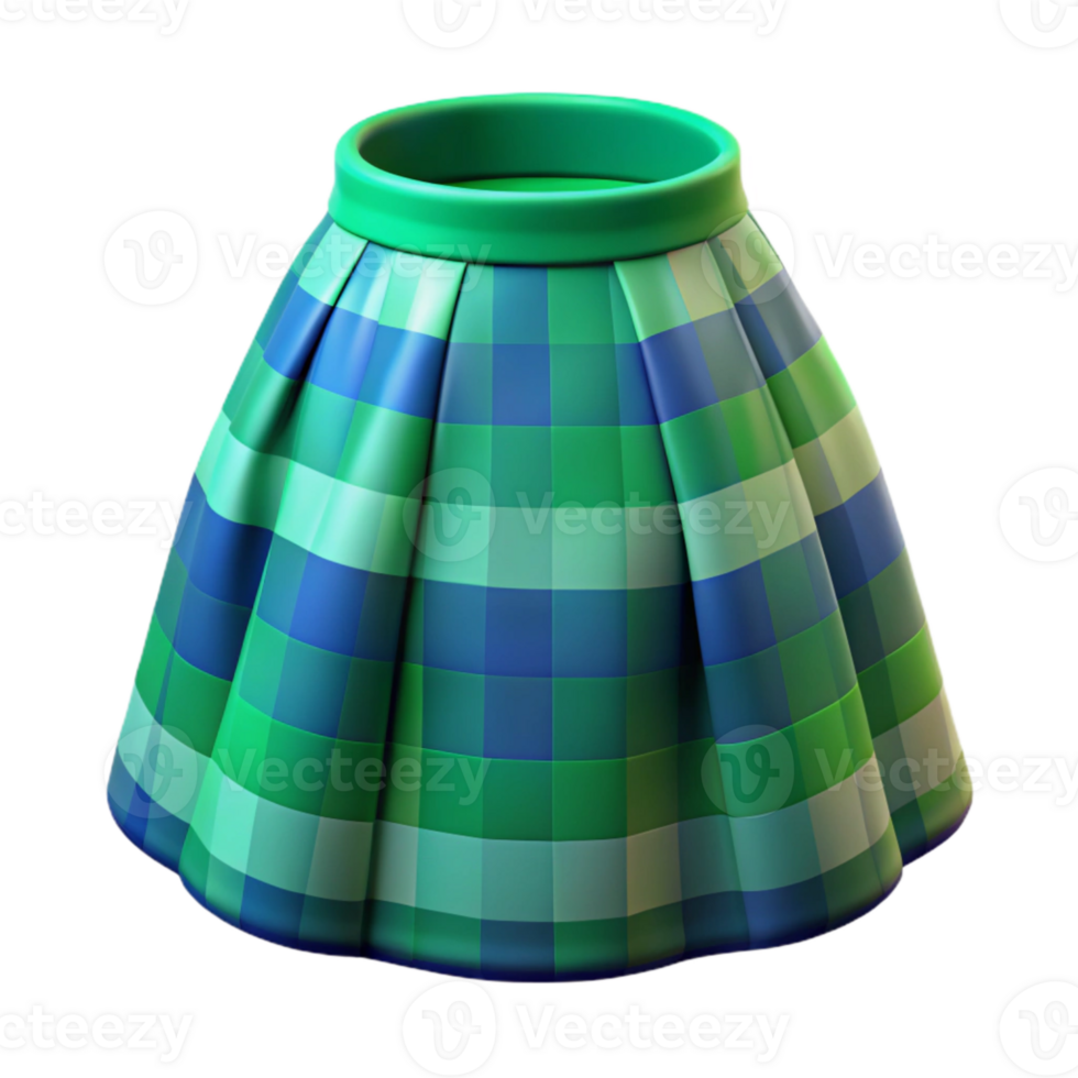 impressive classic Plaid Skirt Green and Blue Isolated Element high resolution png
