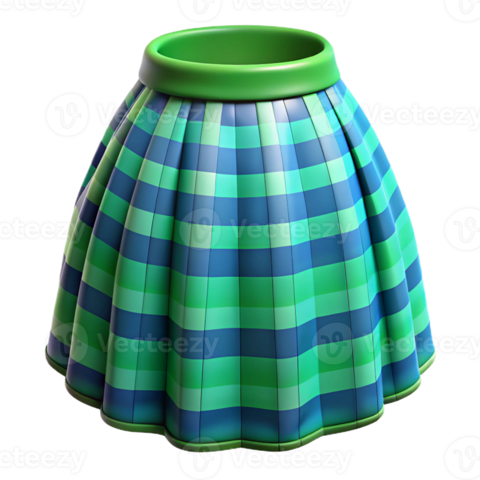 elegant classic Plaid Skirt Green and Blue Isolated Element professional png