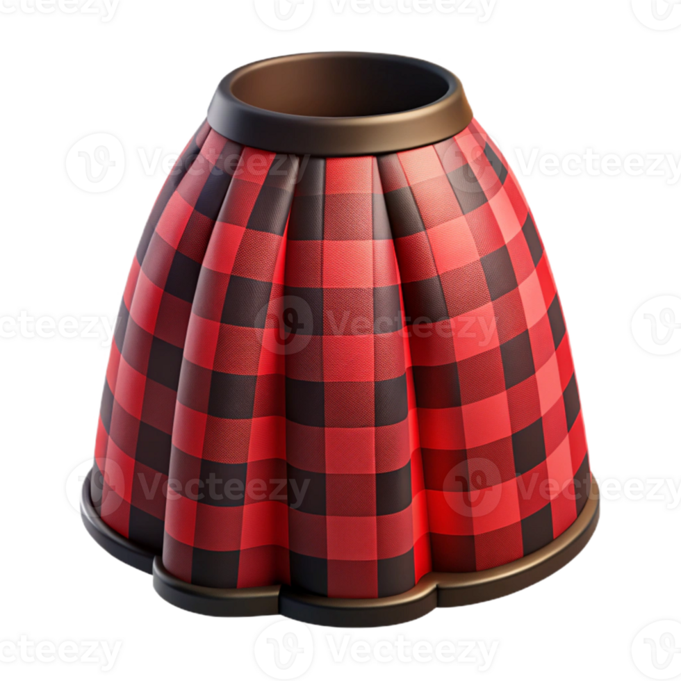 beautiful classic Plaid Skirt Red and Black Isolated png