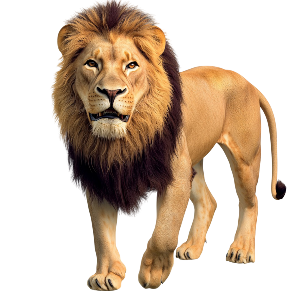 Majestic lion sting tall a golden mane a powerful stance png
