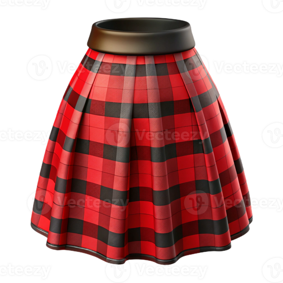 impressive modern Plaid Skirt Red and Black Isolated high resolution png