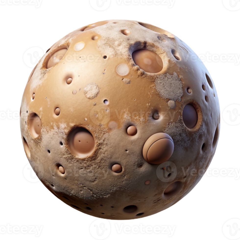 magnificent modern Planet Surface with Craters Impacts Transparent Background high resolution png
