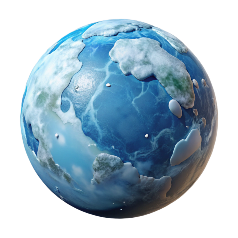 stunning abstract Planet with Ice Caps and Oceans Transparent Background professional png