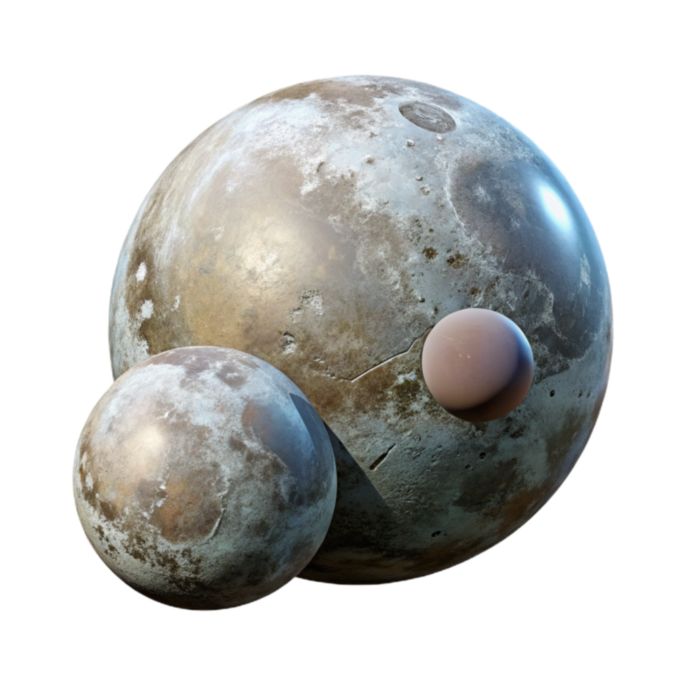 extraordinary creative Planet with Two Moons Orbiting Transparent Background png