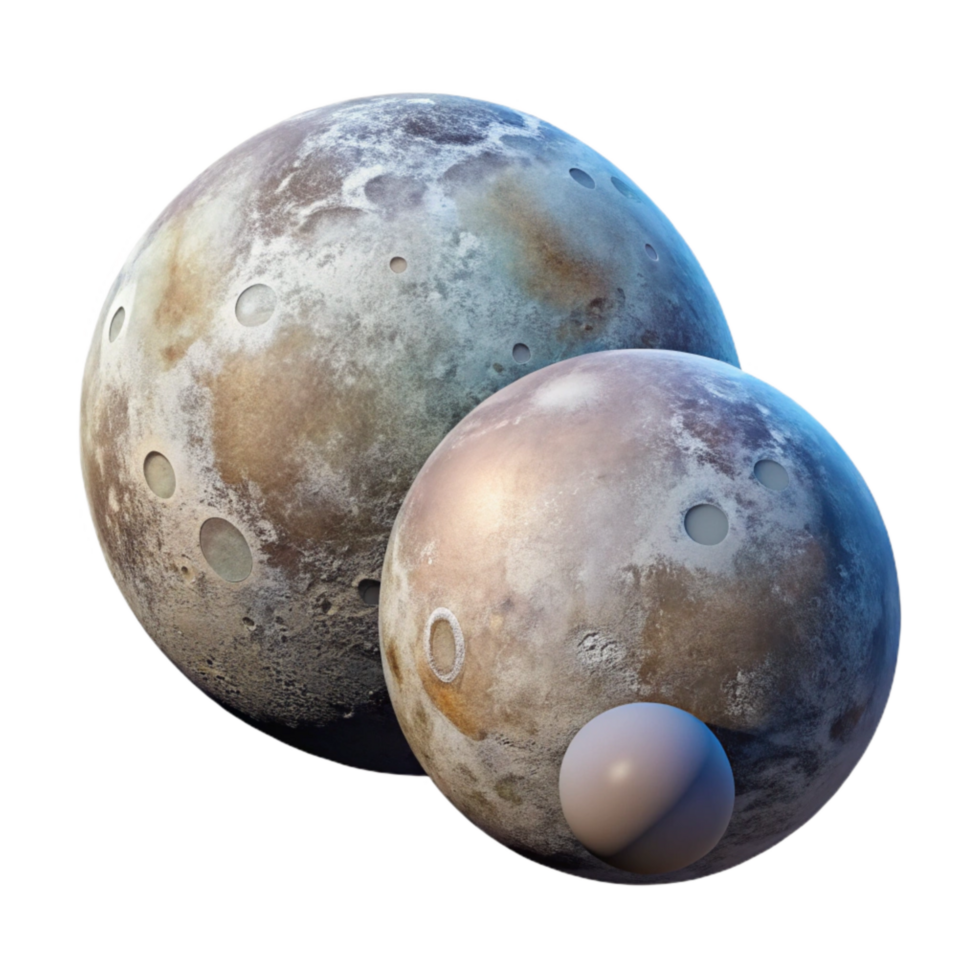 extraordinary contemporary Planet with Two Moons Orbiting Transparent Background professional png