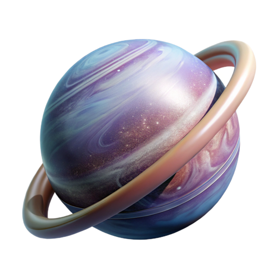 dramatic modern Planet with Rings Top View Transparent Element original png