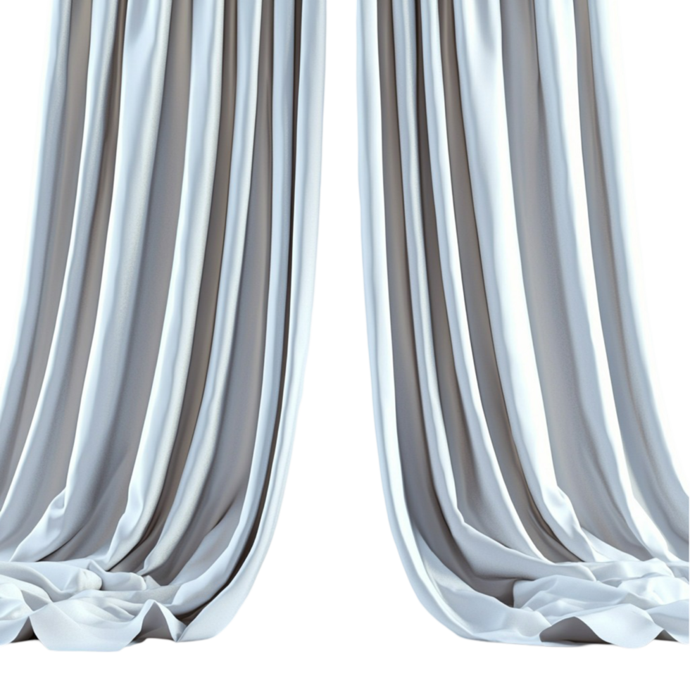 Flowing silky silver curtains creating an draping effect png