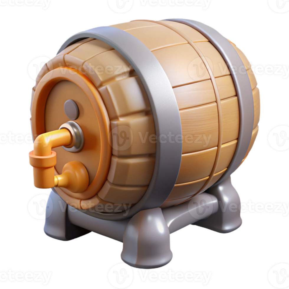 serene modern Plastic Beer Keg with Tap Isolated on Transparent Background original png