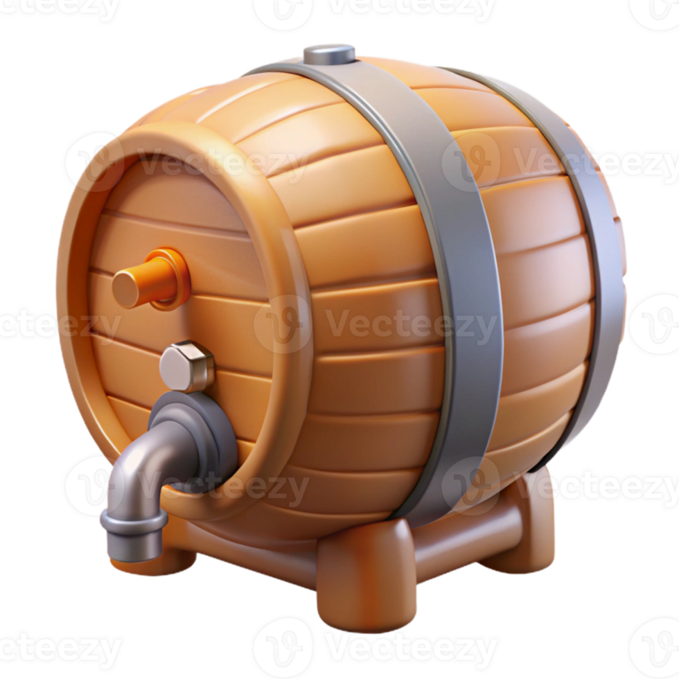 extraordinary artistic Plastic Beer Keg with Tap Isolated on Transparent Background authentic png