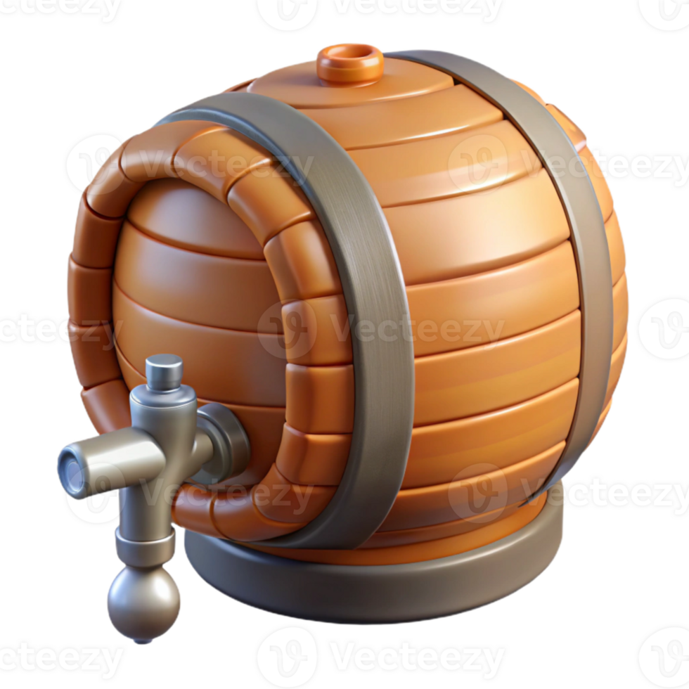 elegant traditional Plastic Beer Keg with Tap Isolated on Transparent Background premium png