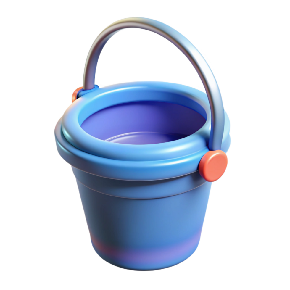 vibrant minimalist Plastic Pail with Handle Isolated Transparent Background exclusive png