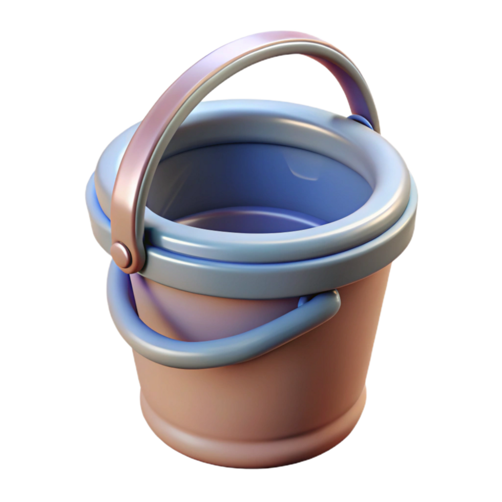 beautiful minimalist Plastic Pail with Handle Isolated Transparent Background detailed png