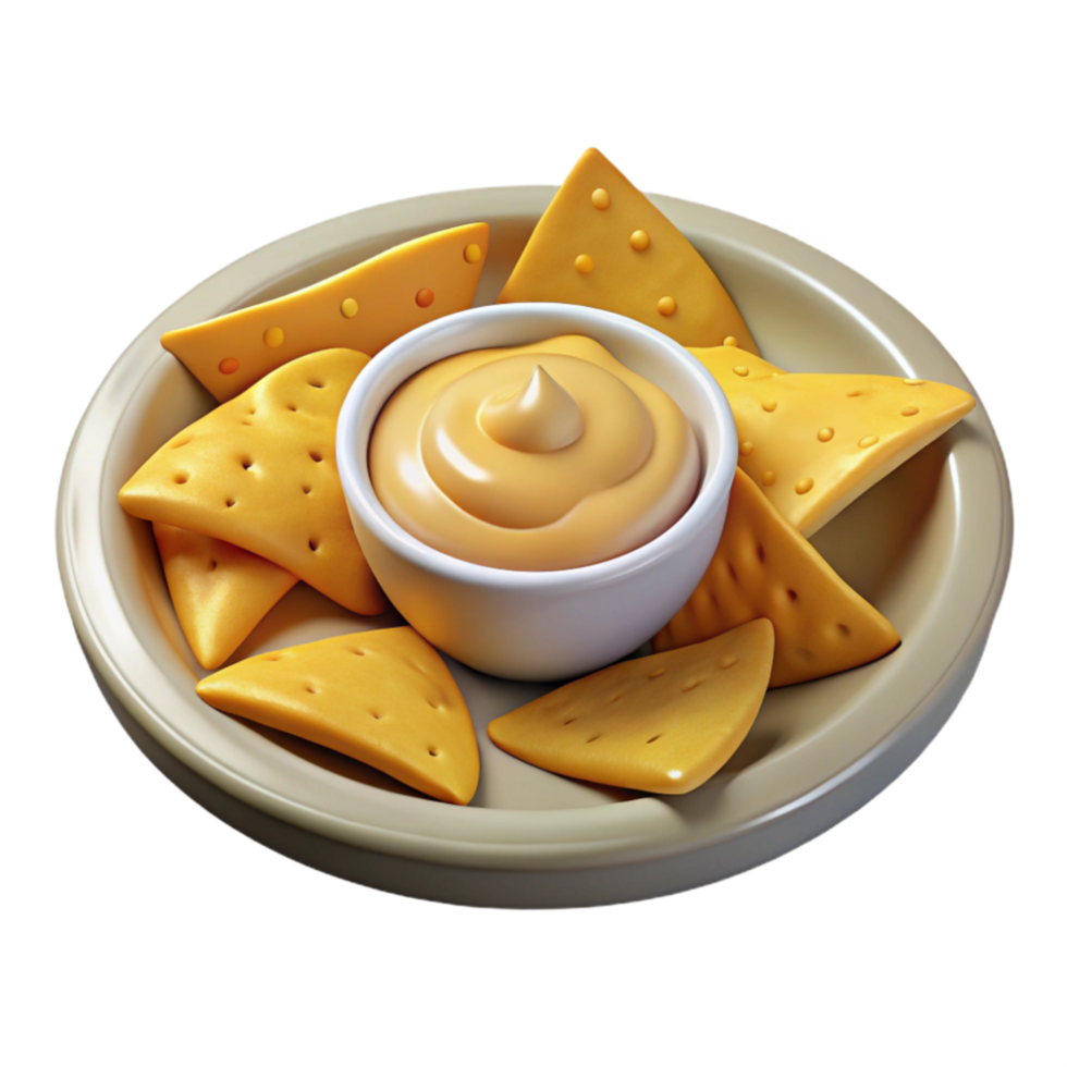 stunning contemporary Plate of Nachos with Cheese Sauce Isolated professional png