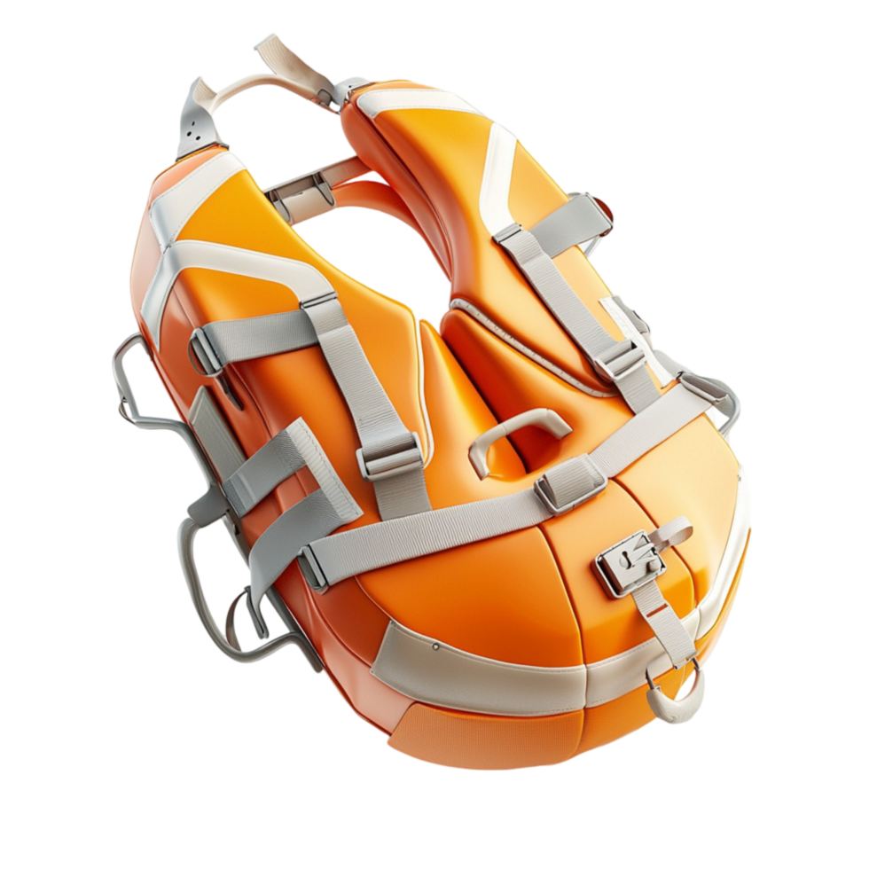 orange life jacket silver buckles straps png