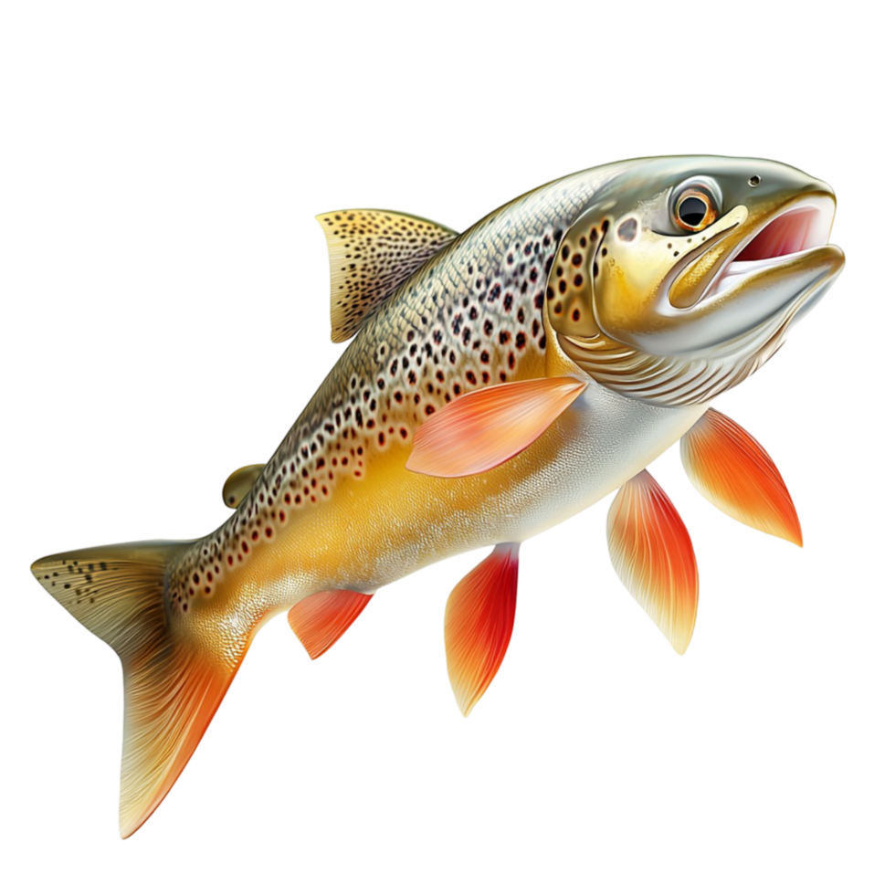 Lively fish silver orange scales jumping forward png