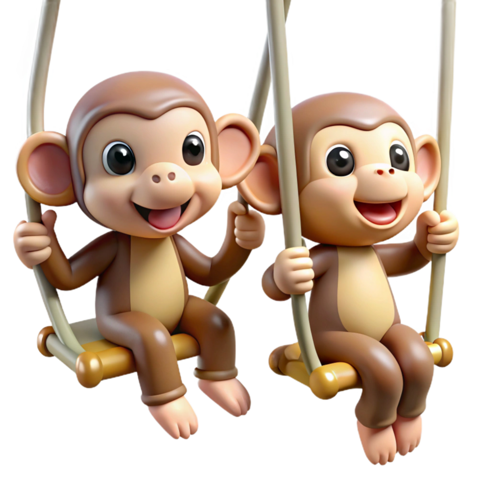 wonderful rustic Playful Monkeys Swinging Element high quality png