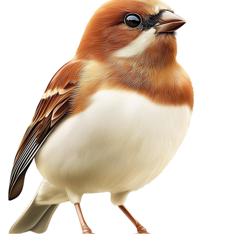 Small brown white bird a sharp beak feathers png