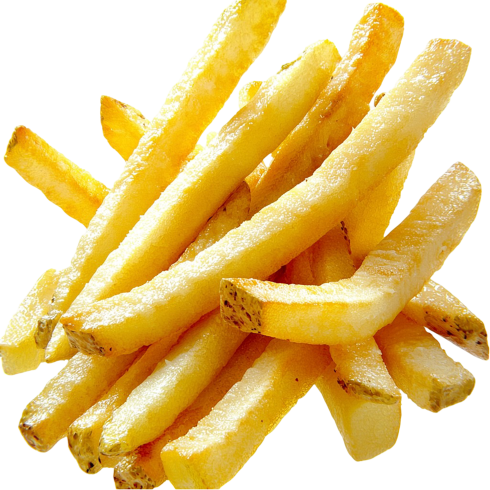 golden french fries stacked in a pile png