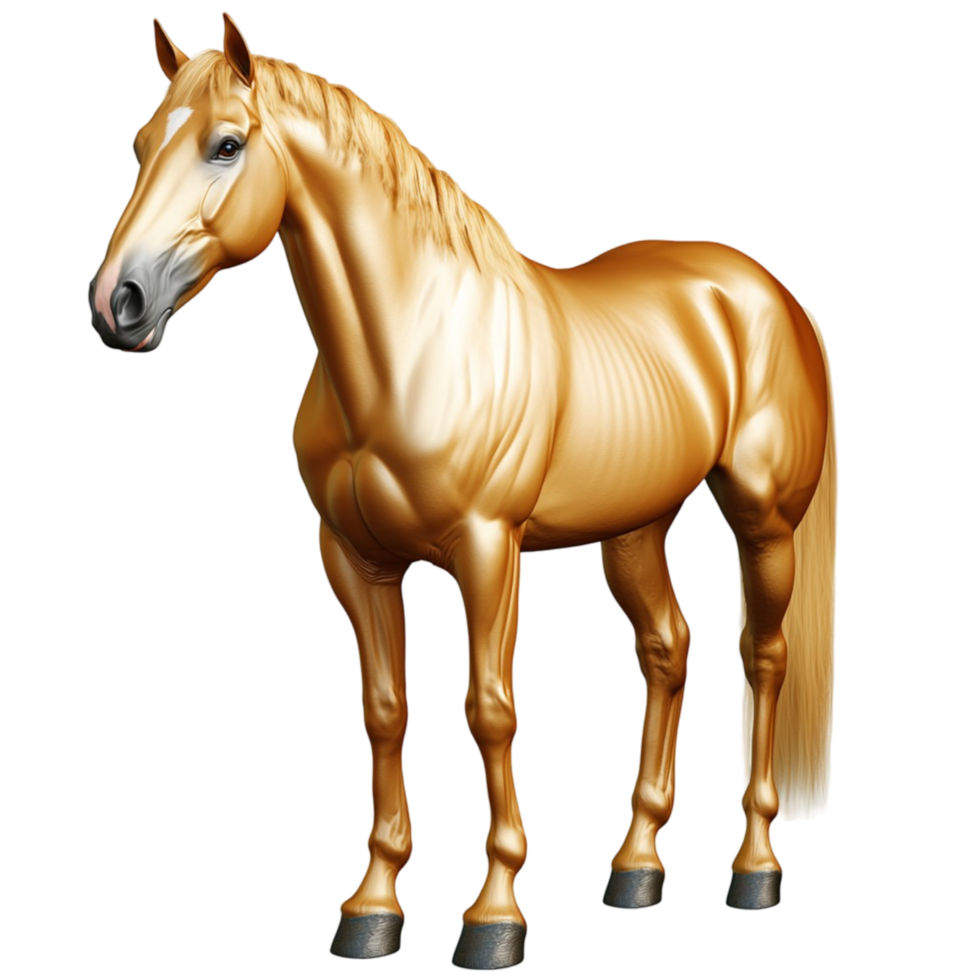 Strong golden horse sting proudly a muscular body shiny coat png