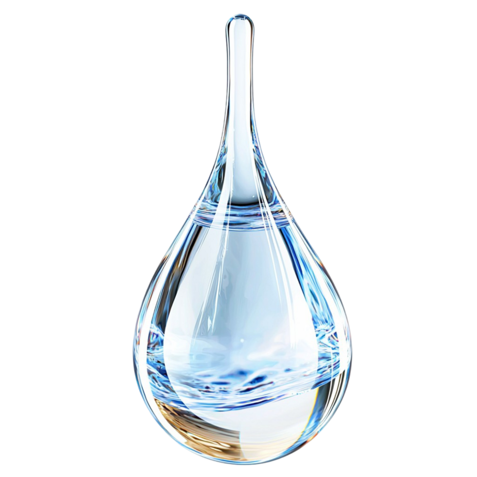 Crystal clear water droplet a reflective surface png