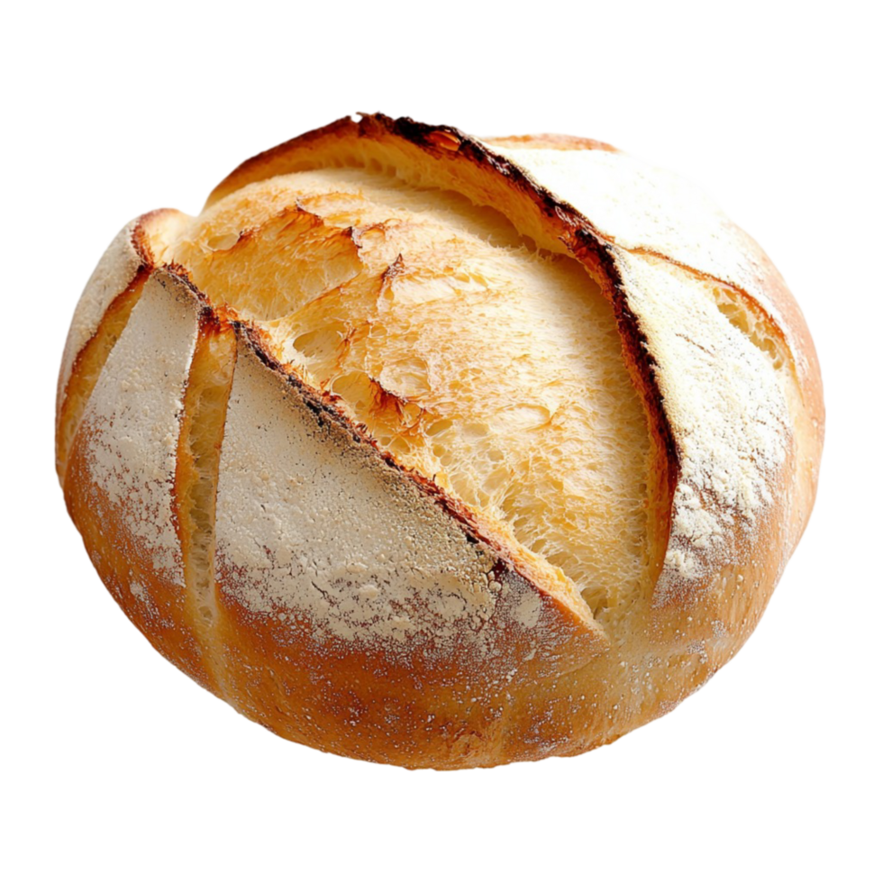 Round crusty bread loaf a golden brown surface a rustic texture png