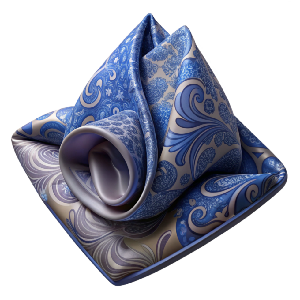 vibrant rustic Pocket Square with Paisley Print on Transparent Background detailed png