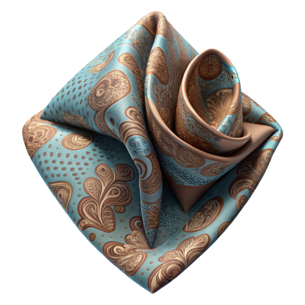 dramatic classic Pocket Square with Paisley Print on Transparent Background genuine png