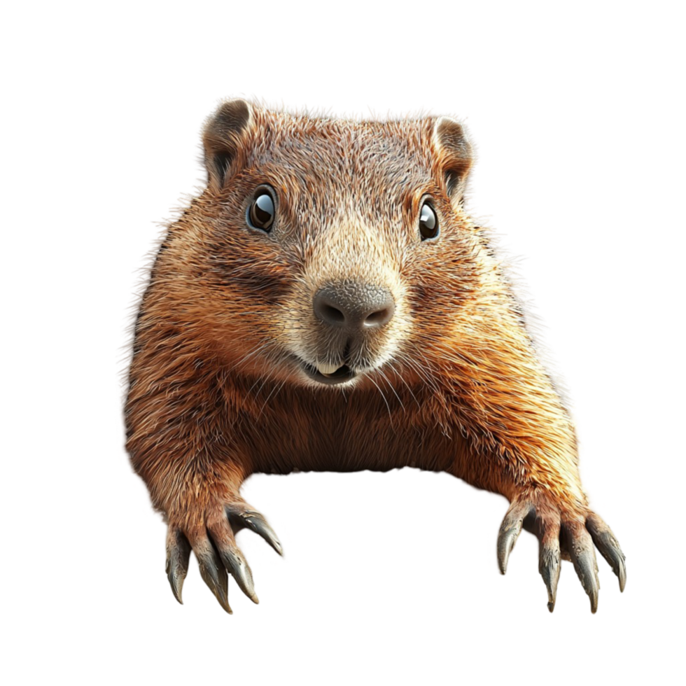 Cute brown marmot tiny paws a curious expression on its face png