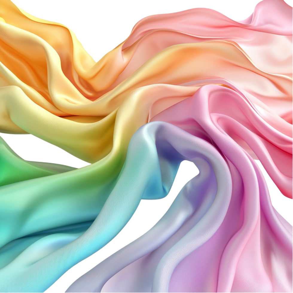 colorful fabric flowing folds in vibrant rainbow hues png