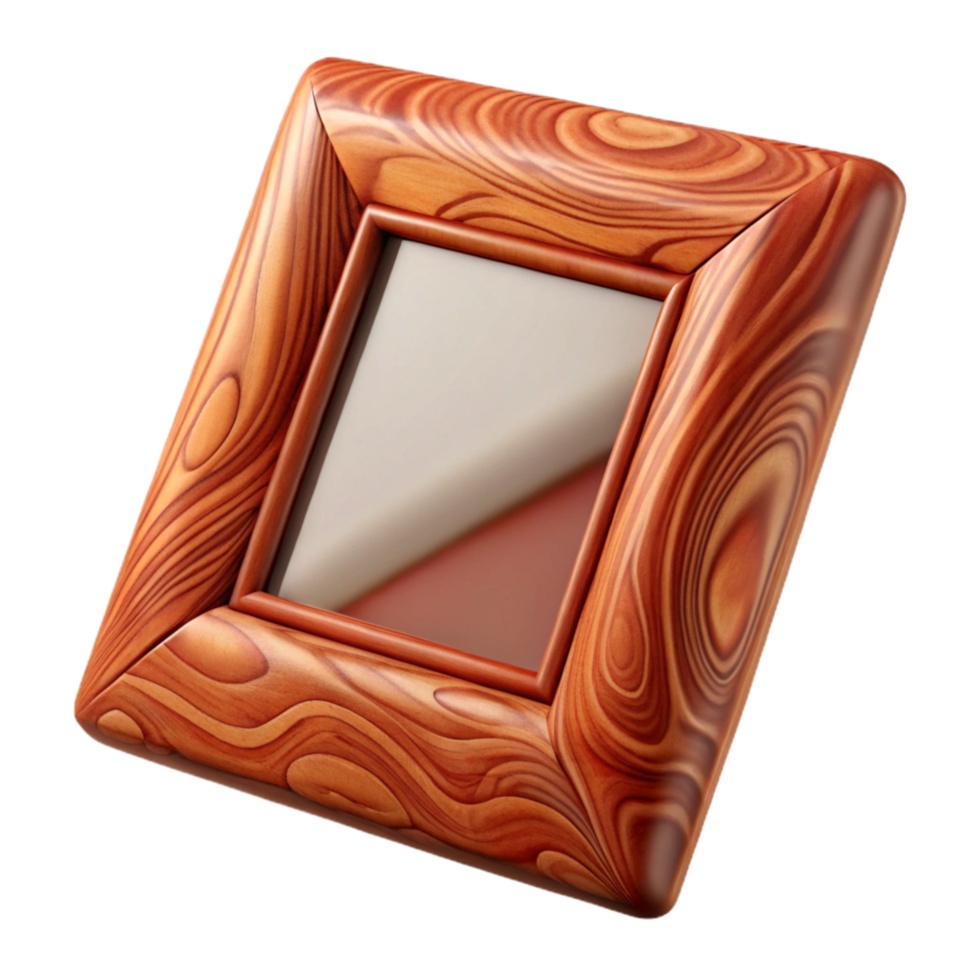 dramatic minimalist Polished Cherry Wood Picture Frame Front View Transparent Background professional png
