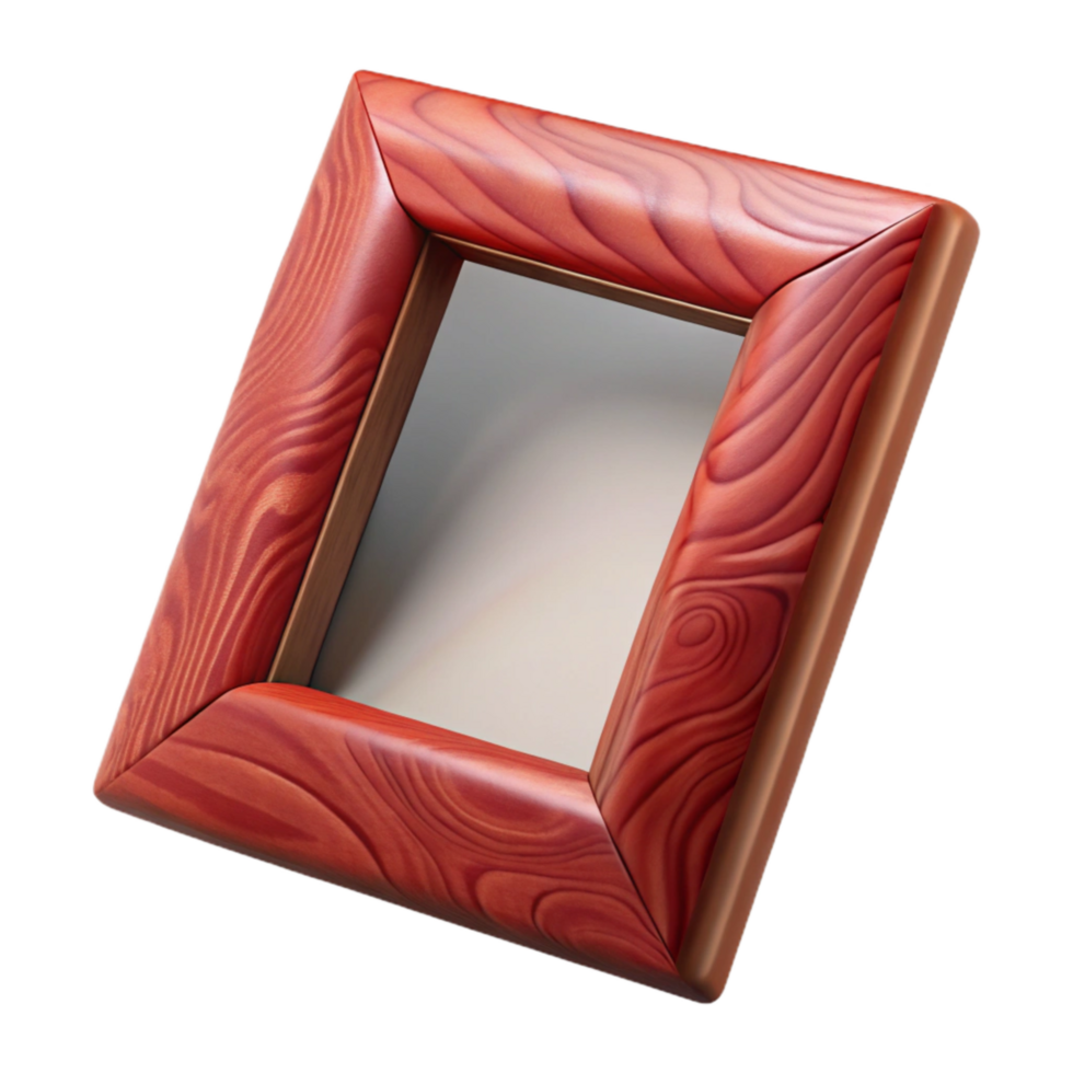 extraordinary artistic Polished Cherry Wood Picture Frame Front View Transparent Background premium png