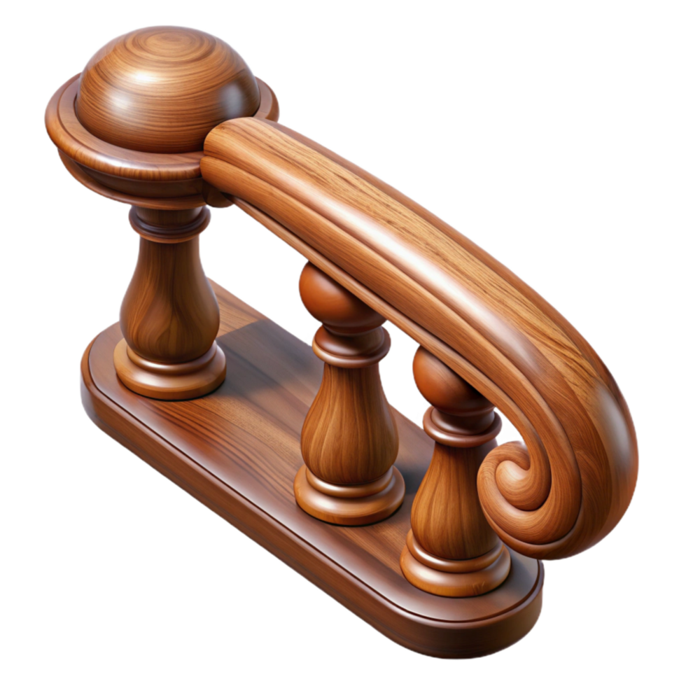 vibrant rustic Polished Mahogany Handrail Cutout Element detailed png