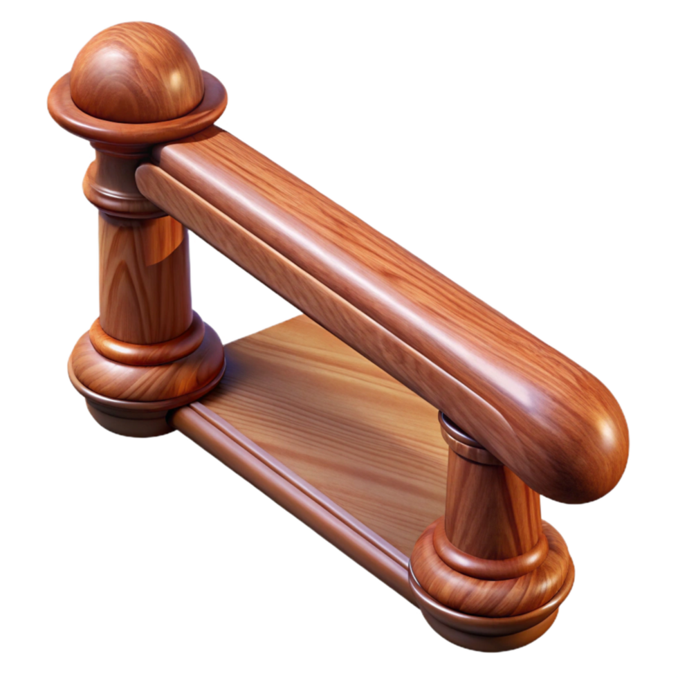 elegant traditional Polished Mahogany Handrail Isolated Element detailed png