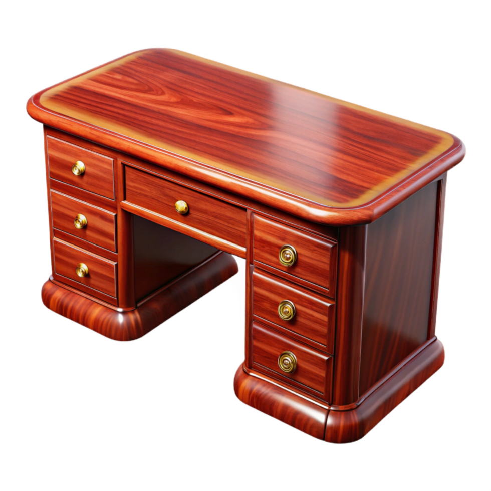 stunning creative Polished Mahogany Wood Desk Isolated png