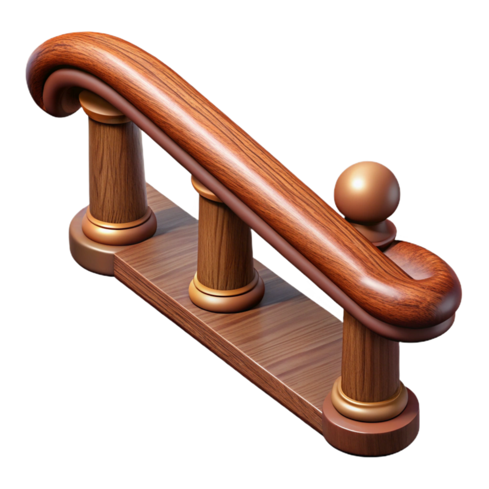 wonderful artistic Polished Mahogany Handrail Isolated Element high quality png