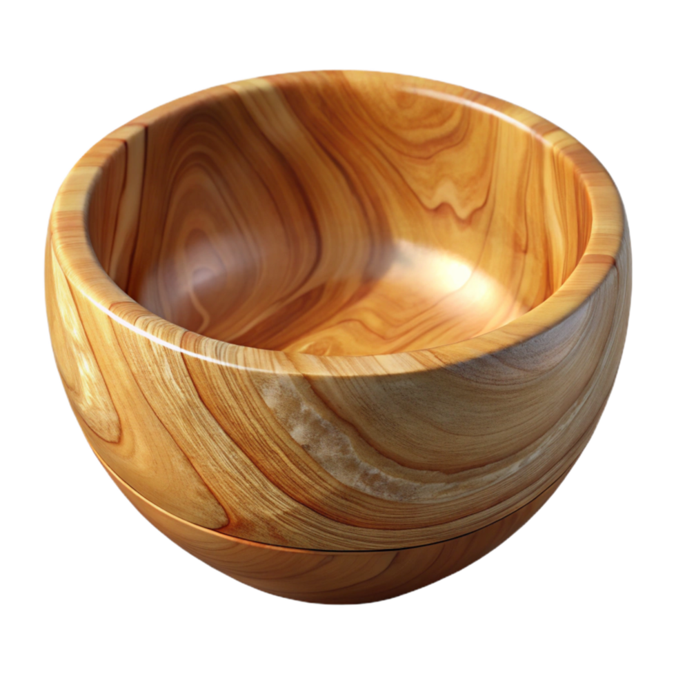 serene rustic Polished Maple Wood Bowl Isolated Element exclusive png