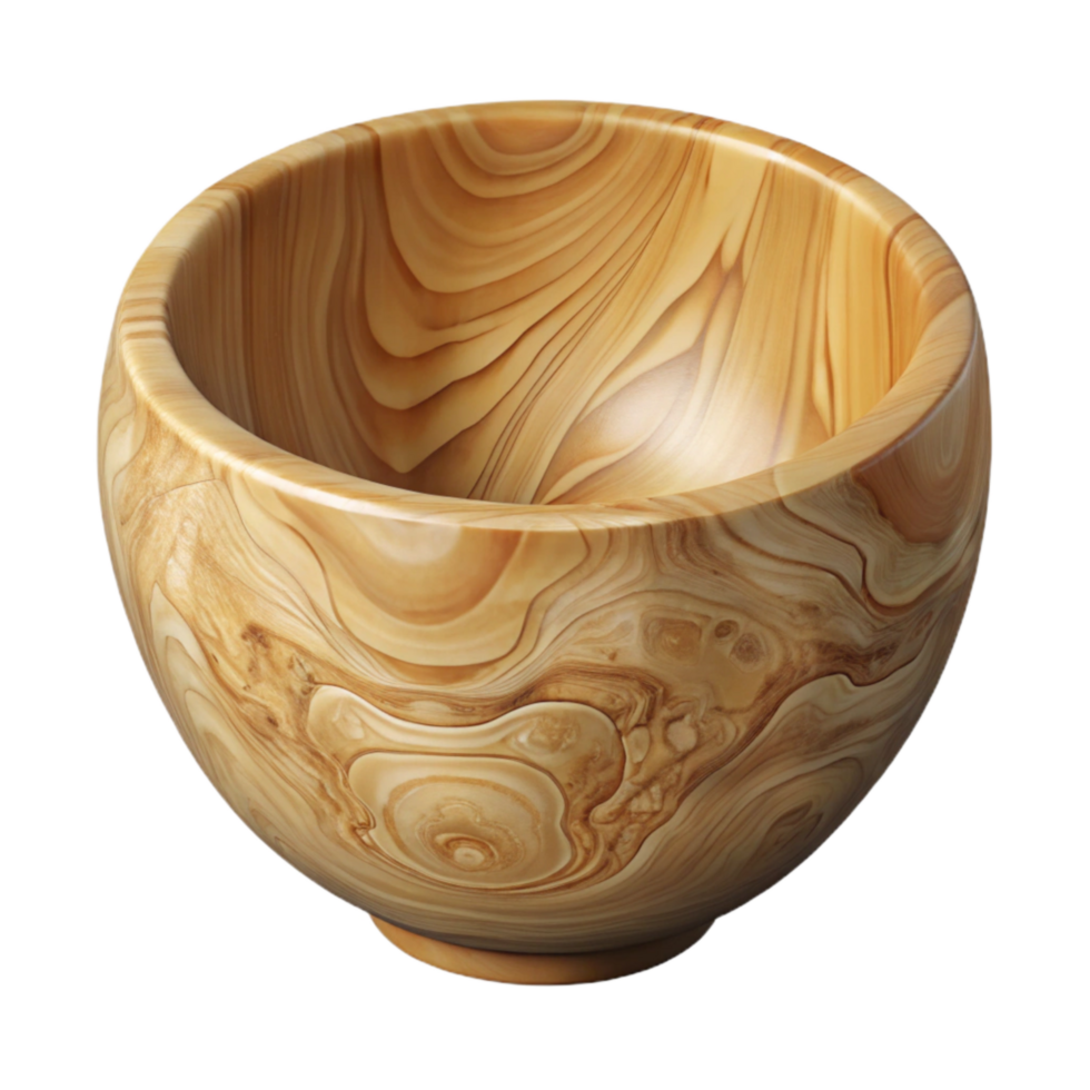 impressive abstract Polished Maple Wood Bowl Isolated Element professional png