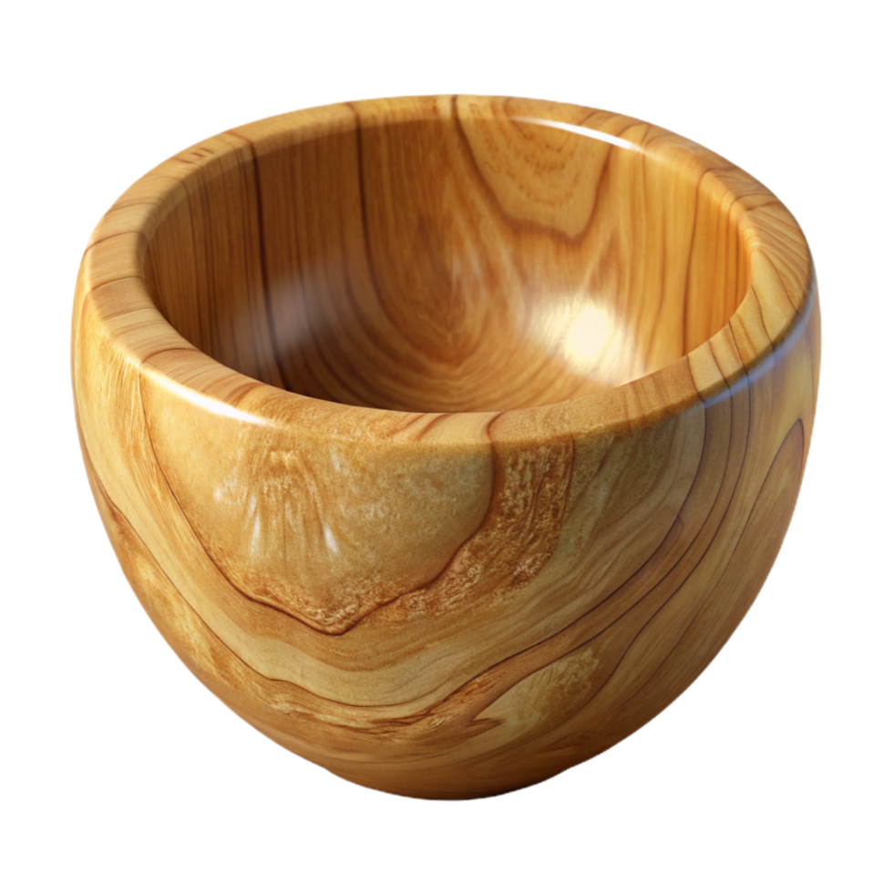 wonderful classic Polished Maple Wood Bowl Isolated Element high resolution png